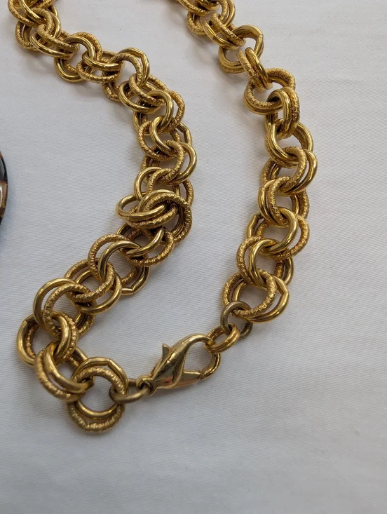 Vintage Gold Lion Medallion Necklace with Leopard-Pattern Disc - Picture 4 of 7